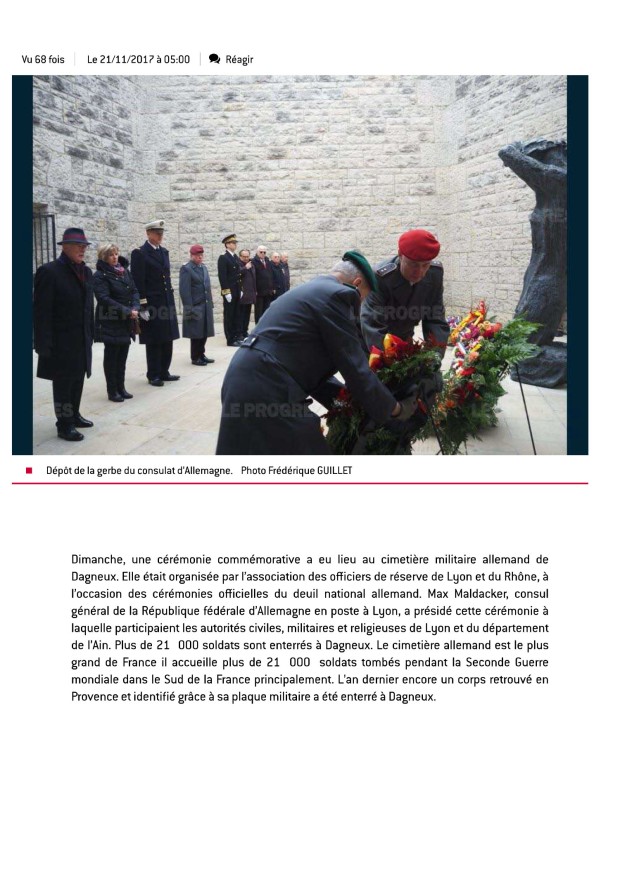 Dagneux | Une cérémonie du souvenir pour les 21 000 soldats